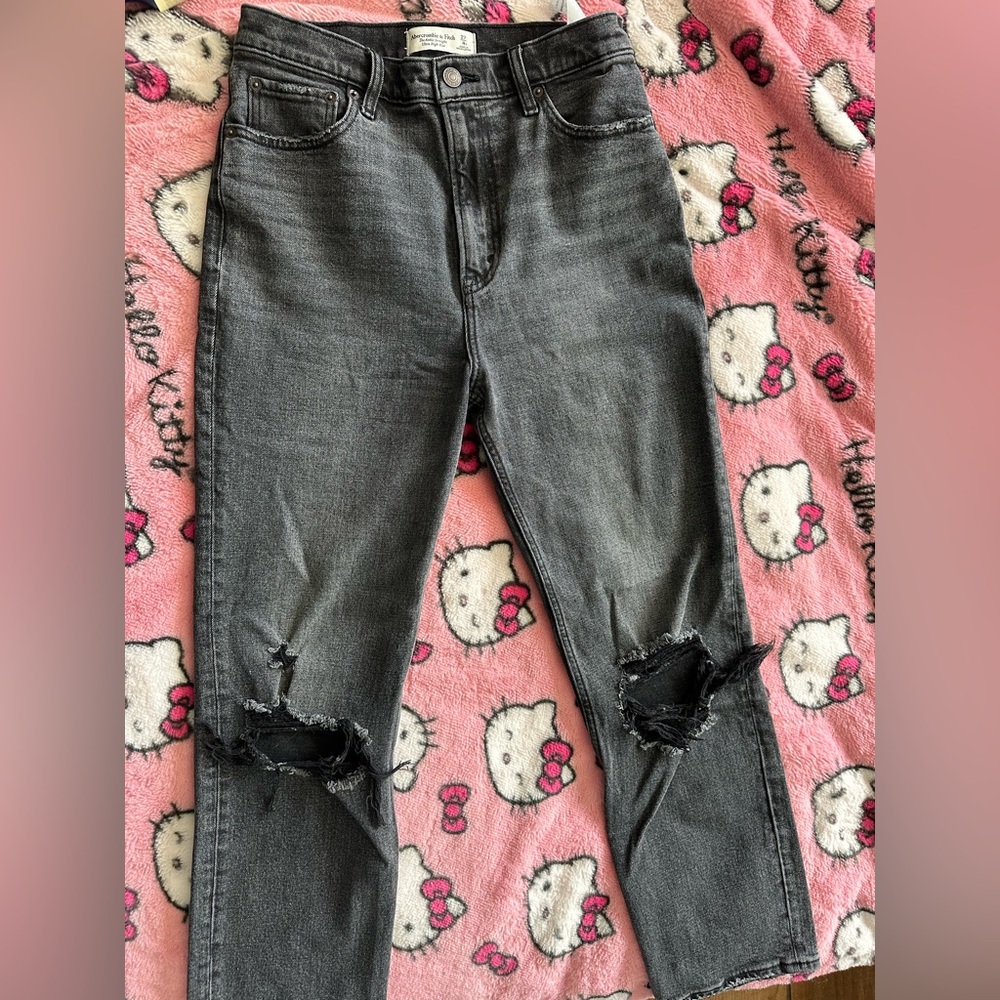 Abercrombie Women's Distressed Black Mom Jeans